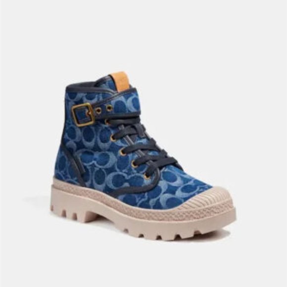 Coach Trooper Mid Top Boot In Signature Denim